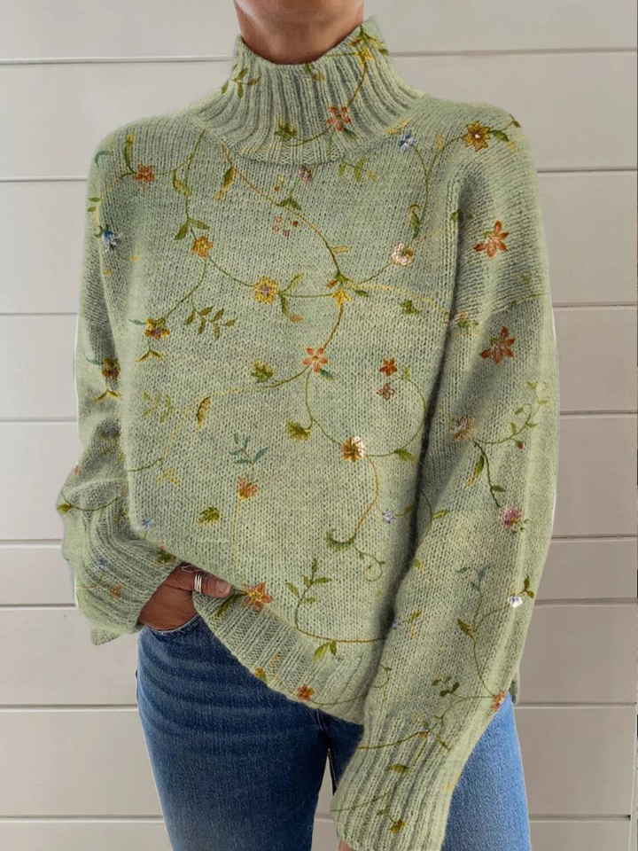 Irene | Bloemmotief lange mouw sweater
