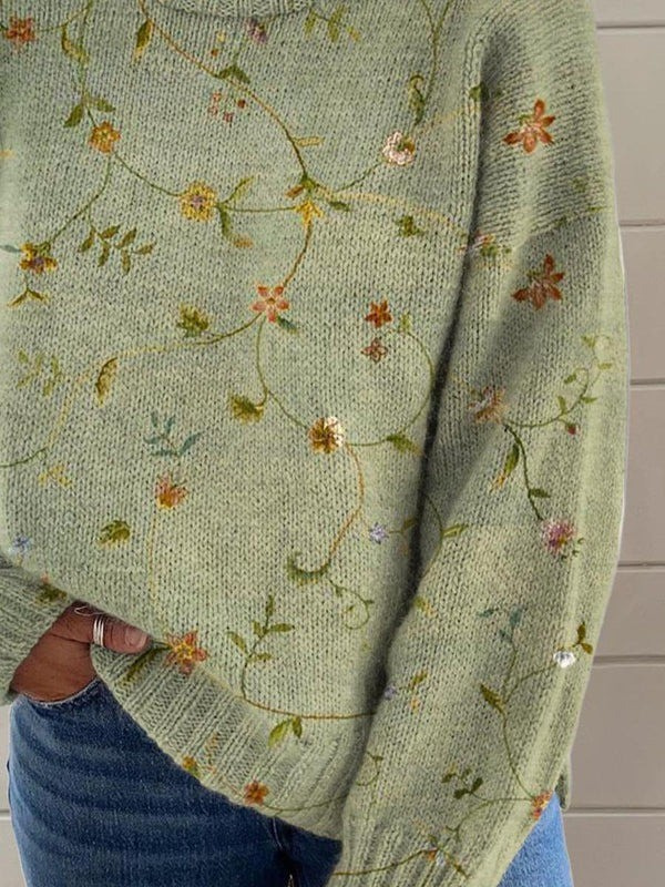 Irene | Bloemmotief lange mouw sweater