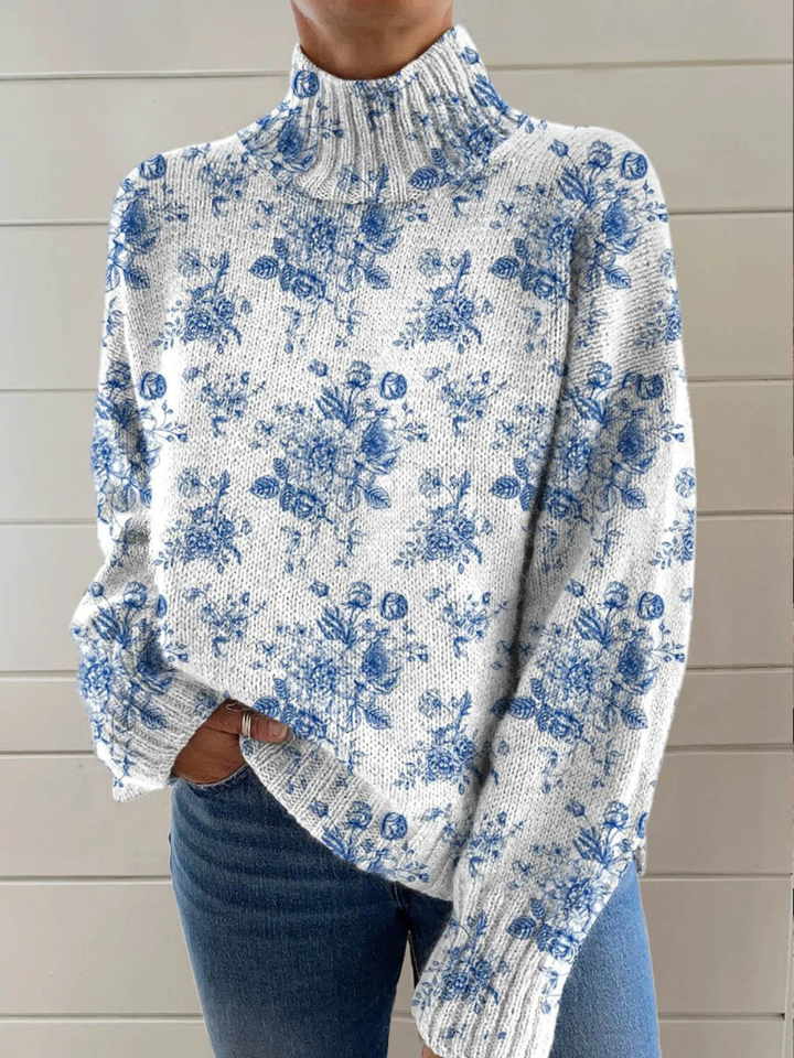 Ethel | Artistieke bloemenprint coltrui