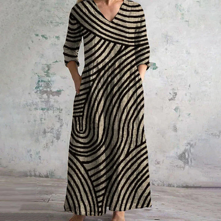 Ayla | Vintage chique gestreepte jurk