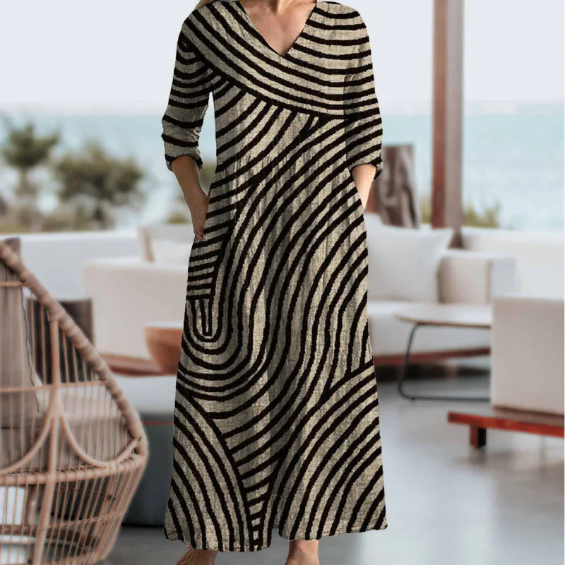 Ayla | Vintage chique gestreepte jurk